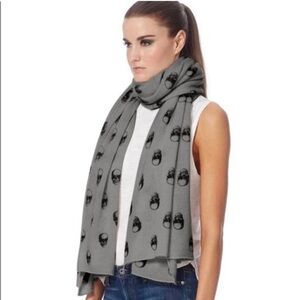Skull Cashmere Gray Skull Print Scarf